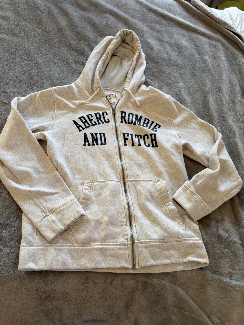 Abercrombie & Fitch Light Heather Gray Zip-Up Hoodie